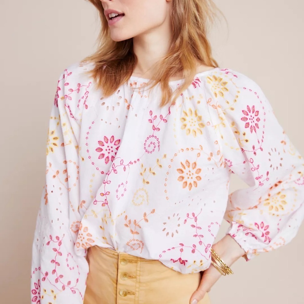 Maeve Anthropologie Addison Eyelet Blouse - Picture 2 of 8